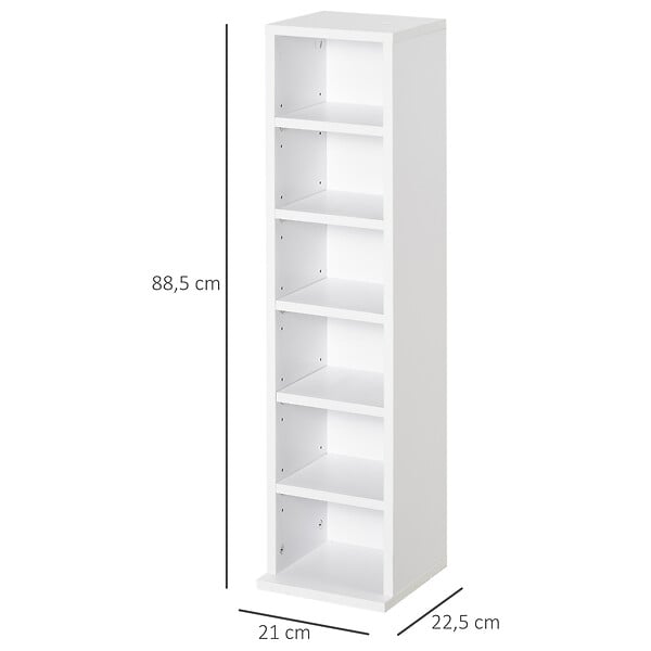 HOMCOM - Lot de 2 étagères colonnes armoire de rangement CD 6 + 6 compartiments blanc dim. 21L x 22,5l x 88,5H cm - large