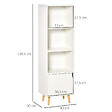 HOMCOM - Meuble de rangement colonne design scandinave - 3 niches, placard porte - piètement effilé incliné bois pin panneaux particules blanc - vignette