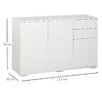 HOMCOM - Commode buffet de rangement 2 tiroirs coulissants 3 portes étagère réglable panneaux de particules 117 x 36 x 74 cm blanc - vignette