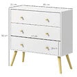 HOMCOM - Commode 3 tiroirs design scandinave piètement effilé incliné bois pin panneaux blanc - vignette