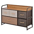 HOMCOM - Commode meuble de rangement 5 tiroirs en tissu 87,5 x 29 x 58 cm Marron et beige - vignette