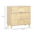 HOMCOM - Commode 3 tiroirs cannage en rotin dim. 80L x 40l x 80H cm MDF aspect bois clair - vignette