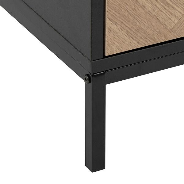 5 FIVE SIMPLY SMART - Meuble TV en métal noir et portes aspect chevron 120 x 40 cm - large