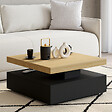 ID MARKET - Table basse carrée pivotante THEA 70 cm bois et noir - vignette