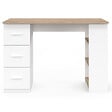ID MARKET - Bureau droit MAE 3 tiroirs avec étagères de rangement blanc et bois - vignette
