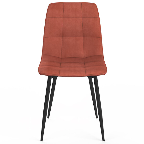 ID MARKET - Lot de 4 chaises MILA en velours terracotta pour salle à manger - large