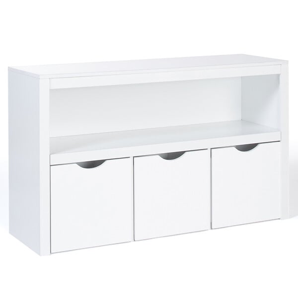 ID MARKET - Meuble de rangement enfant MANA en bois blanc 3 tiroirs cubes sur roulettes - large