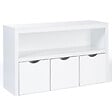 ID MARKET - Meuble de rangement enfant MANA en bois blanc 3 tiroirs cubes sur roulettes - vignette