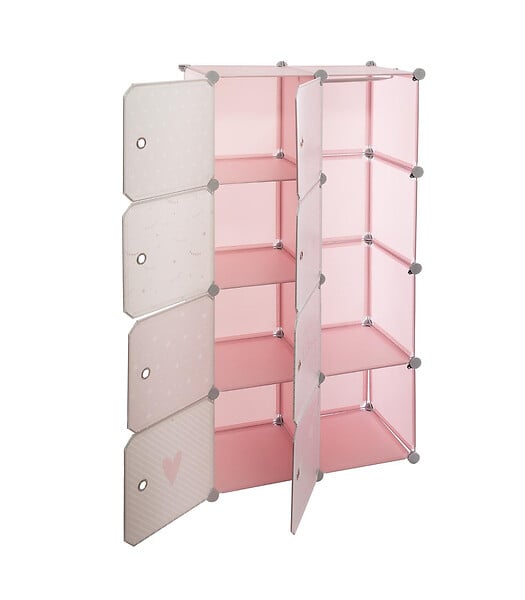 ATMOSPHERA - Armoire Enfant avec Rangement et Penderie modulable Rose H 124 cm - large