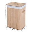 HOMCOM - Panier à linge corbeille à linge bac à linge bambou pliable couvercle sac amovible 3 poignées PU 40L x 30l x 60H cm beige - vignette