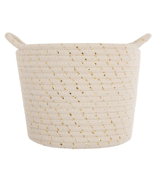 ATMOSPHERA - Lot de 3 Paniers de rangement blanc ivoire et doré chambre enfant - large
