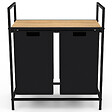 ID MARKET - Panier à linge 2 bacs DETROIT tissu noir design industriel - vignette