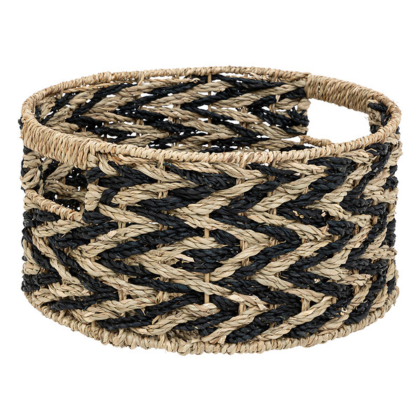 ATMOSPHERA - Lot de 3 Paniers de rangement Beige et Noir D 38 D 30 et D 24 cm - large
