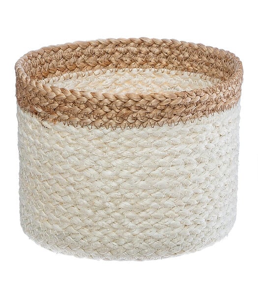 ATMOSPHERA - Set de 3 Paniers de rangement en Jute Naturel et Blanc - large