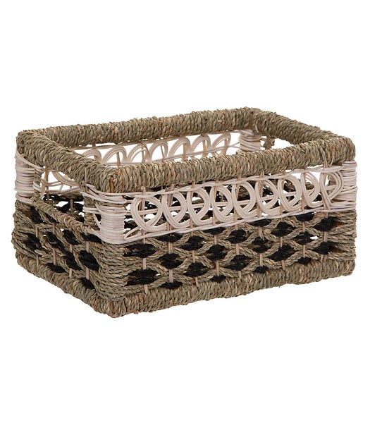 ATMOSPHERA - Set de 8 Paniers de rangement en Seagrass Beige et Noir - large