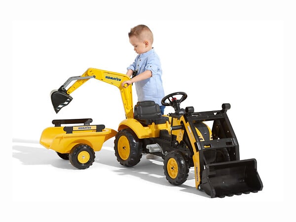 FALK - Tractopelle enfant Komatsu WB93R avec remorque + excavatrice 2 à 5 ans - Falk - large