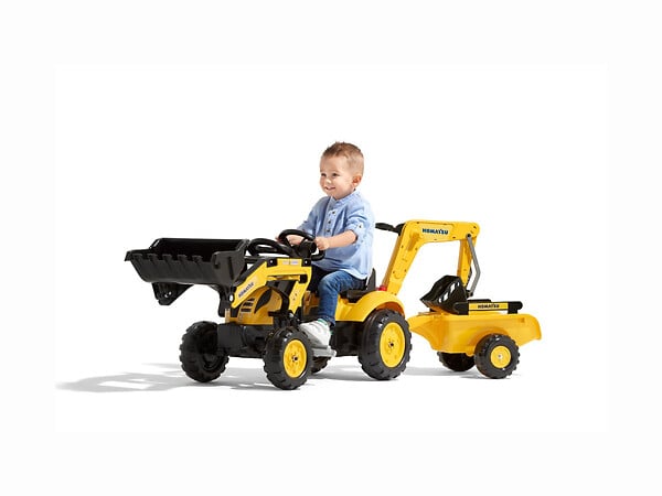 FALK - Tractopelle enfant Komatsu WB93R avec remorque + excavatrice 2 à 5 ans - Falk - large