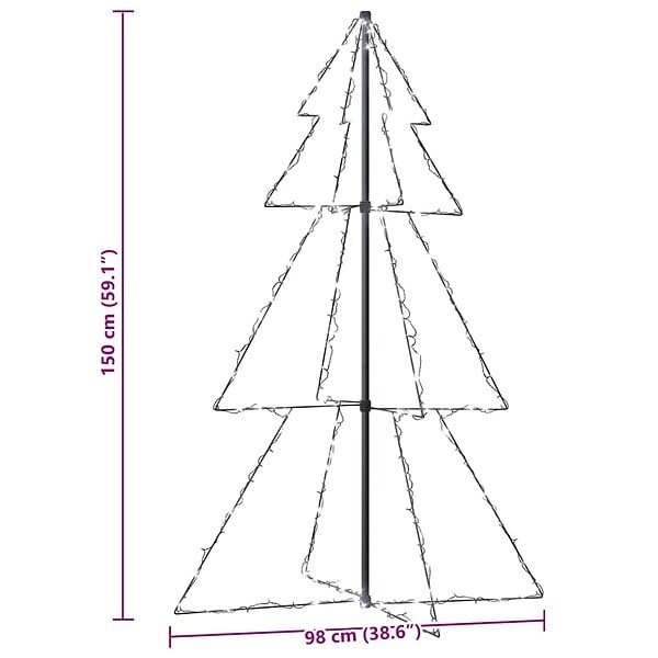 VIDAXL - vidaXL Arbre de Noël cône 200 LED d'intérieur/d'extérieur 98x150 cm - large