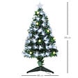 HOMCOM - Sapin de Noël artificiel lumineux fibre optique LED + 14 ampoules + support pied Ø 48 x 90H cm 90 branches étoile sommet brillante vert - vignette