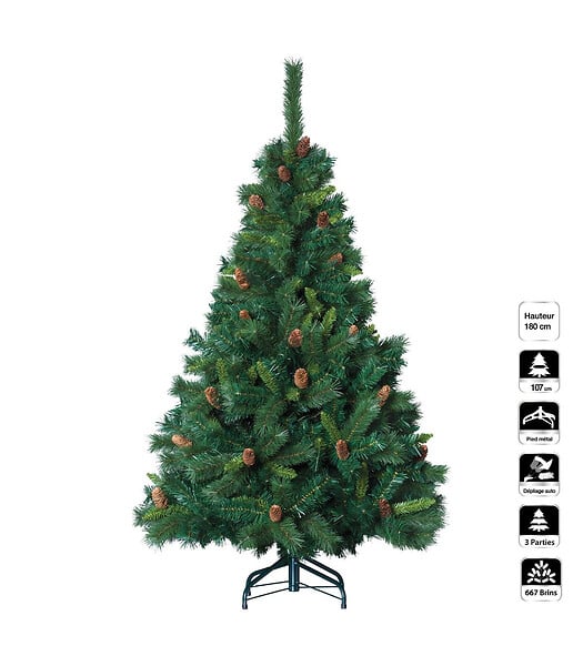 FEERIC LIGHTS & CHRISTMAS - Sapin de Noël artificiel Vert avec Pomme de Pin H 180 cm - large