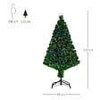 HOMCOM - Sapin de Noël artificiel lumineux fibre optique multicolore + support pied Ø 60 x 120H cm 130 branches étoile sommet brillante vert - vignette
