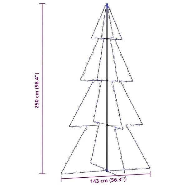 VIDAXL - vidaXL Arbre de Noël cône 360 LED d'intérieur/d'extérieur 143x250 cm - large