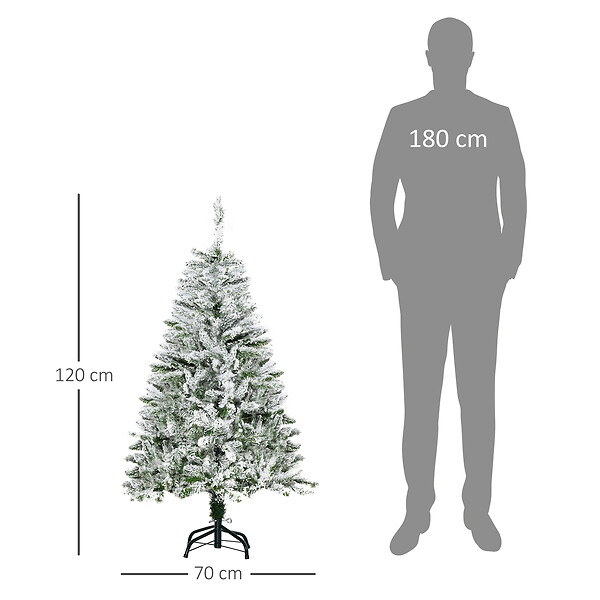 HOMCOM - Sapin de Noël artificiel aspect enneigé Ø 70 x 120H cm 200 branches épines imitation Nordmann grand réalisme - large