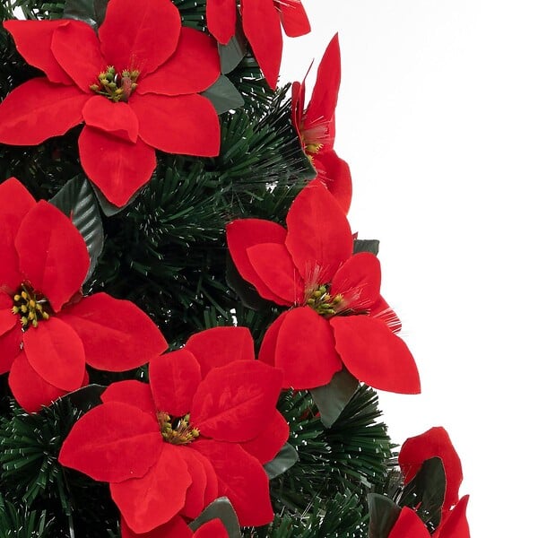 FEERIC LIGHTS & CHRISTMAS - Sapin de Noël artificiel lumineux avec Fleurs de Poinsettias H 90 cm - large