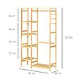 HOMCOM - Penderie porte-manteaux - 5 étagères, espace penderie, 2 patères - dim. 90L x 30l x 155H cm - bois bambou - vignette