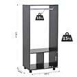 HOMCOM - Armoire penderie étagère 2 niches penderie 4 roulettes pivotantes dim. 60L x 40l x 128H cm noir - vignette