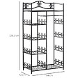 HOMCOM - Armoire penderie multi-rangement - 5 étagères - dim. 84L x 42l x 158,5H cm - métal noir motif fleurs 2 rideaux blanc - vignette