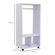 HOMCOM - Portant à vêtements penderie mobile avec roulettes 2 niches + grand espace penderie panneaux particules blanc - vignette