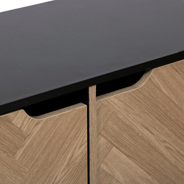5 FIVE SIMPLY SMART - Meuble Etagère 6 Cases de rangement 6 Portes aspect chevron H 100.5 cm - large