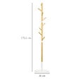 HOMCOM - Porte-manteau design scandinave branches 8 patères Ø 37,8 x 175,6H cm piètement métal blanc bois bambou verni - vignette