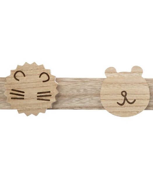 ATMOSPHERA - Patère Enfant en Bois 4 Crochets Animaux sauvages - large