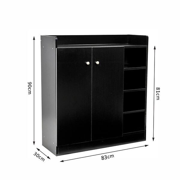 HOMCOM - Armoire / etagere / meuble a chaussures très pratique en panneaux de particules noir - large