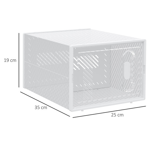 HOMCOM - Lot de 18 boites cubes rangement à chaussures modulable avec portes transparentes - dim. 25L x 35l x 19H cm - PP blanc transparent - large