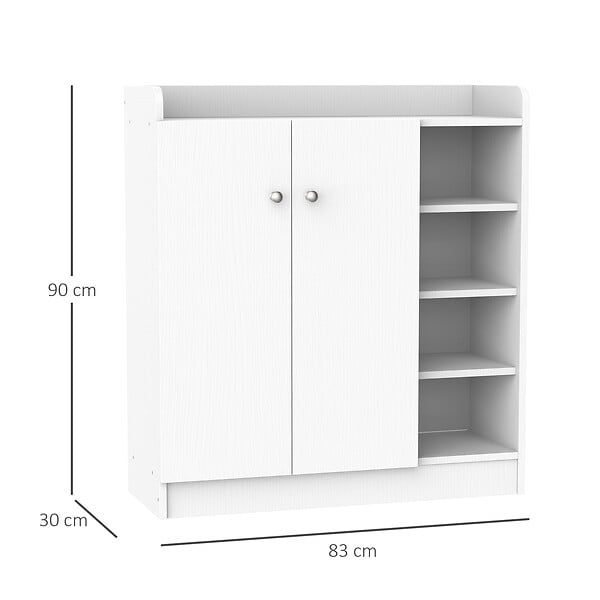 HOMCOM - Armoire / etagere / meuble a chaussures très pratique en panneaux de particules blanc - large