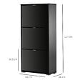 HOMCOM - Meuble à  chaussures 3 portes abattantes 3 compartiments MDF noir laqué - vignette