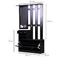 HOMCOM - Ensemble de meubles d'entrée design contemporain : meuble chaussures, miroir et panneau porte-manteau panneaux de particules noir - vignette