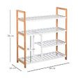 HOMCOM - Etagère à  chaussures - étagère de rangement - meuble chaussures 4 niveaux bois de pin étagères à  lattes MDF blanc - vignette