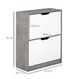 HOMCOM - Armoire à  chaussures meuble à  chaussures dim. 62L x 26l x 81H cm 2 portes abattantes blanc effet béton ciré - vignette