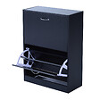 HOMCOM - Meuble à  chaussures double compartiment à  bascule 60L x 24l x 80H cm panneaux de particules noir - vignette