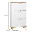 HOMCOM - Meuble à chaussures design scandinave 3 portes abattantes 3 étagères réglables bois pin panneaux blanc - vignette