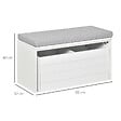 HOMCOM - Banc de rangement avec coussin gris - meuble à  chaussures - banc à  chaussures avec grand tiroir double compartiment - MDF blanc - vignette