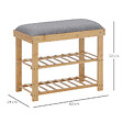 HOMCOM - Meuble à  chaussures banc à  chaussures 2 étagères coussin gris intégré bambou - vignette