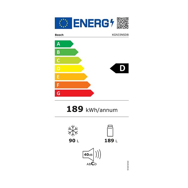 BOSCH - Réfrigérateur Combiné 61.4cm 279l No Frost Inox - KGN33NSDB - large