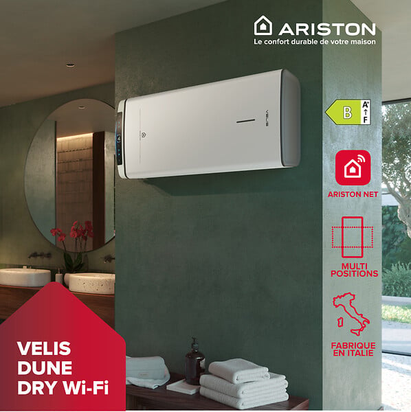 ARISTON - Chauffe-eau Plat Connecté Wifi VELIS EVO DUNE DRY 65l - Ariston - large