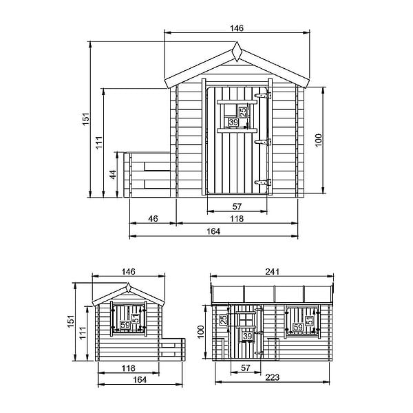 TIMBELA - Timbela M503 Maison en bois pour enfants - 178x241xH151cm / 2.63m2 - large
