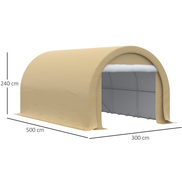 OUTSUNNY - Tente garage carport dim. 5L x 3l x 2,4H m acier galvanisé robuste PE haute densité 190 g/m² imperméable anti-UV beige - large
